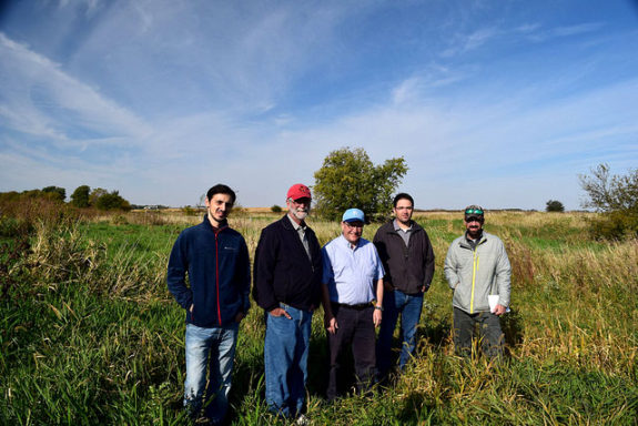 Giorgi Chighladze, Dan Jaynes, Chris Hayes, Matt Helmers, and Ben Reinhart at Maass Farm saturated buffer - Abendroth, Lori