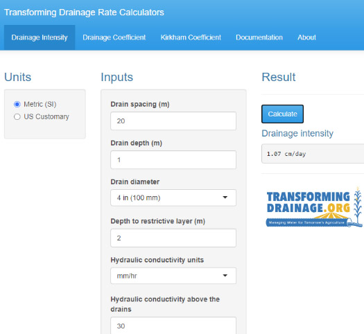 Drainage Rate Calculator